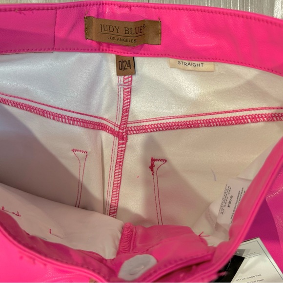 Judy Blue Tummy Control Faux Leather Pants in Hot Pink size 0/24 NWT new tags - Picture 11 of 12